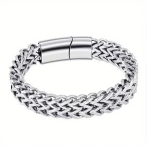 Mens Titanium Steel Stainless Double-layer Snake Bone Bracelet 8 in